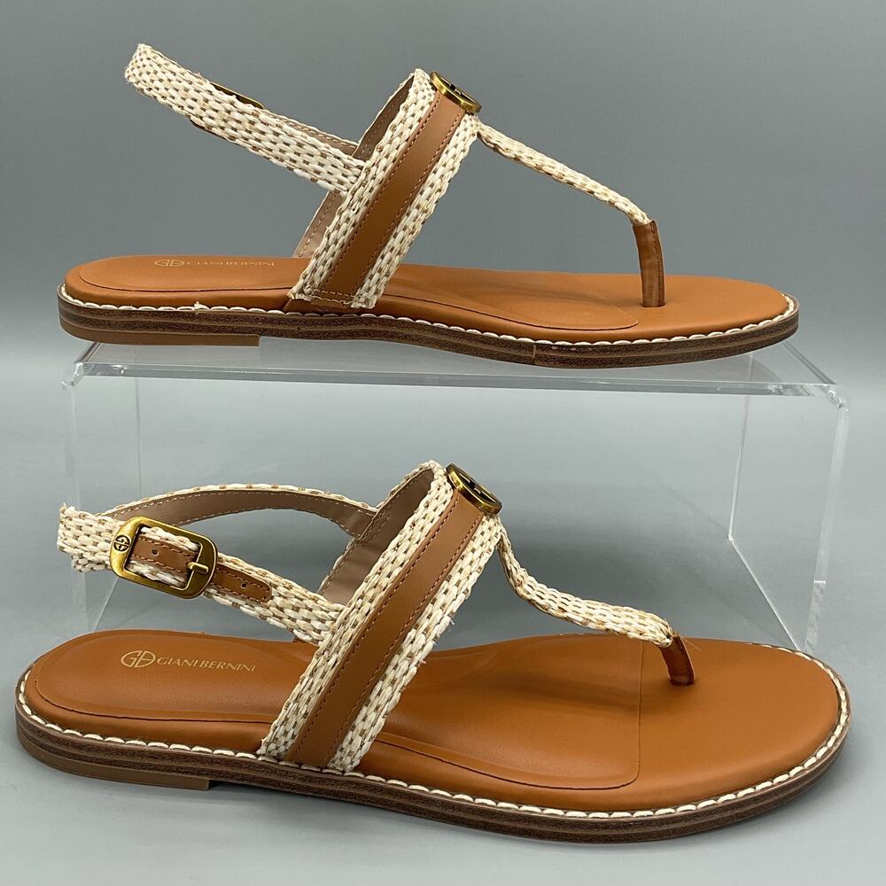NEW Giani Bernini Women’s Nayelli Thong Flat Sandals Brown Size 6.5M